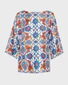 Eskandar Three-quarter Sleeve Scoop Neck Tunic (mid Plus Length) In Lapisorange