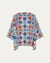 Eskandar Three-quarter Sleeve Scoop Neck Tunic (mid Plus Length) In Lapisorange