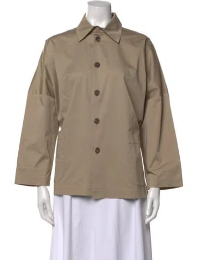 Pre-owned Eskandar Three-quarter Sleeve Button-up Top In Neutral