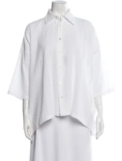 Pre-owned Eskandar Three-quarter Sleeve Button-up Top W/ Tags In Gray