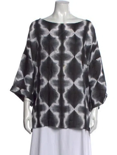 Pre-owned Eskandar Tie-dye Print Bateau Neckline Top In Black