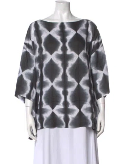Pre-owned Eskandar Tie-dye Print Bateau Neckline Top In Gray