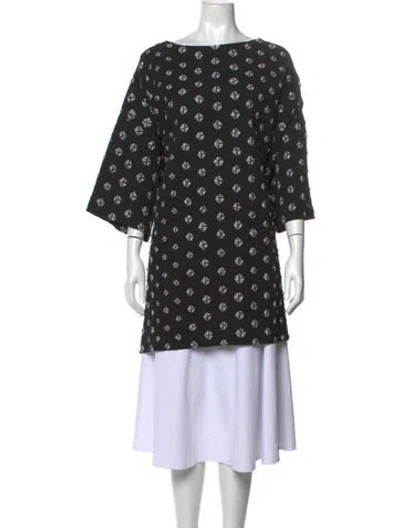 Pre-owned Eskandar Tie-dye Print Bateau Neckline Tunic In Black