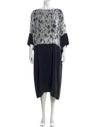 Pre-owned Eskandar Tie-dye Print Midi Length Dress In Black