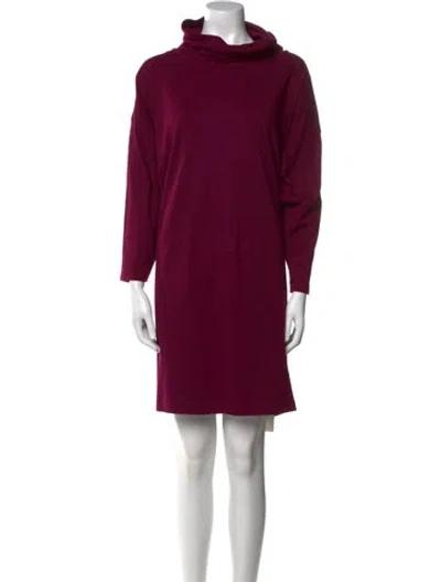 Pre-owned Eskandar Turtleneck Knee-length Dress In Purple