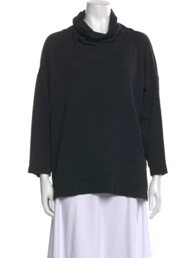 Pre-owned Eskandar Turtleneck Three-quarter Sleeve Top In Blue