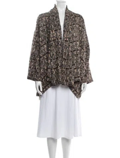 Pre-owned Eskandar Tweed Pattern Coat In Brown