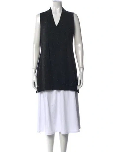Pre-owned Eskandar Tweed Pattern Long Dress In Black