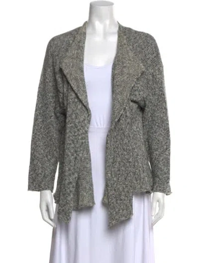Pre-owned Eskandar Tweed Pattern Open Front Sweater In Grey
