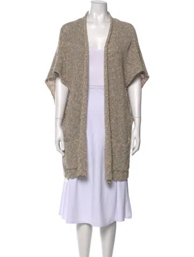 Pre-owned Eskandar Tweed Pattern Open Front Sweater In Neutral