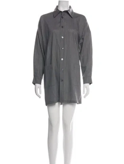 Pre-owned Eskandar Virgin Wool Knee-length Dress In Gray