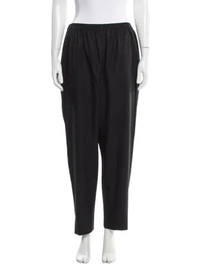 Pre-owned Eskandar Virgin Wool Straight Leg Pants In Black