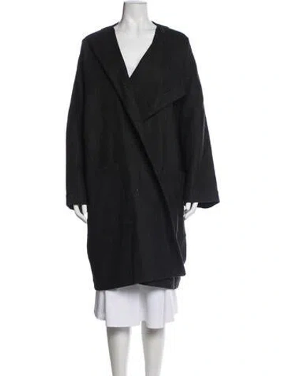 Pre-owned Eskandar Virgin Wool Striped Coat In Black