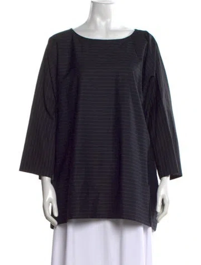 Pre-owned Eskandar Virgin Wool Striped Top In Black