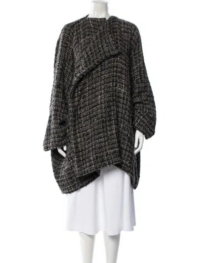 Pre-owned Eskandar Virgin Wool Tweed Pattern Coat In Green