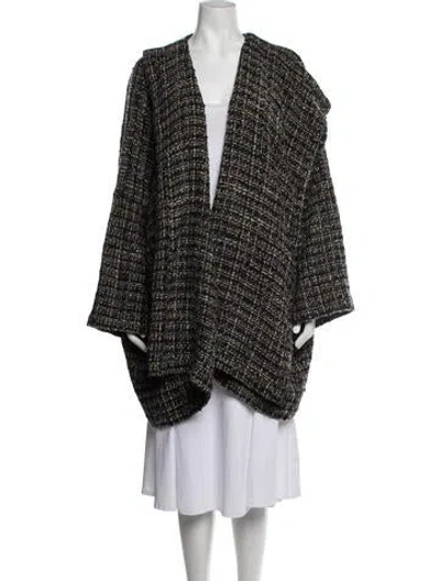 Pre-owned Eskandar Virgin Wool Tweed Pattern Coat In Green