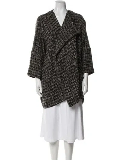 Pre-owned Eskandar Virgin Wool Tweed Pattern Jacket In Black