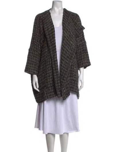 Pre-owned Eskandar Virgin Wool Tweed Pattern Sweater In Black