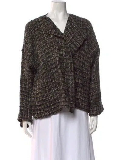 Pre-owned Eskandar Virgin Wool Tweed Pattern Sweater In Black