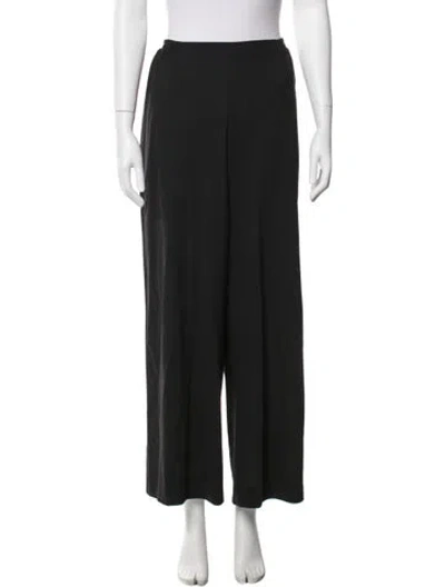 Pre-owned Eskandar Virgin Wool Wide Leg Pants In Black