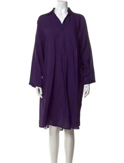 Pre-owned Eskandar V-neck Knee-length Dress In Purple