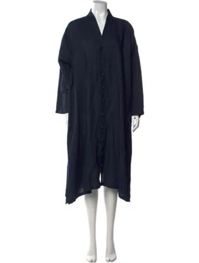 Pre-owned Eskandar V-neck Long Dress In Blue