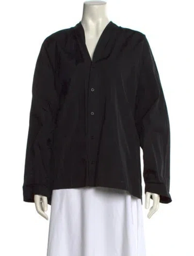 Pre-owned Eskandar V-neck Long Sleeve Blouse In Black