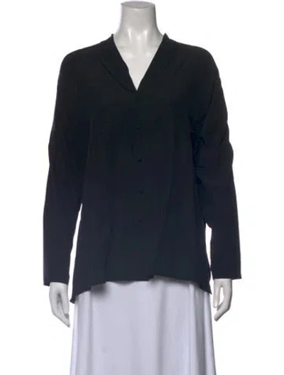 Pre-owned Eskandar V-neck Long Sleeve Top In Black
