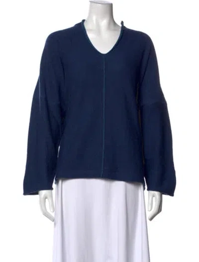 Pre-owned Eskandar V-neck Long Sleeve Top In Blue