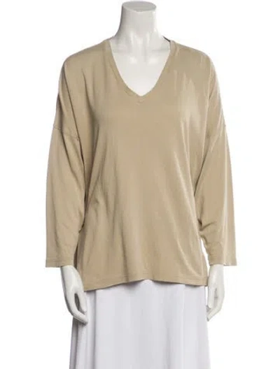 Pre-owned Eskandar V-neck Long Sleeve Top In Neutral