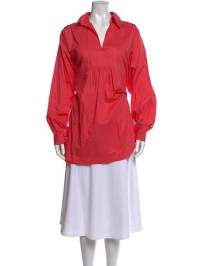 Pre-owned Eskandar V-neck Long Sleeve Tunic In Red
