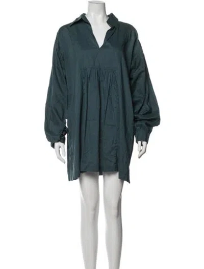Pre-owned Eskandar V-neck Mini Dress In Green