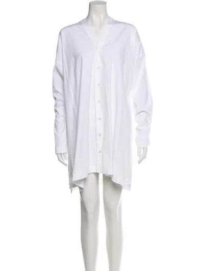 Pre-owned Eskandar V-neck Mini Dress In White