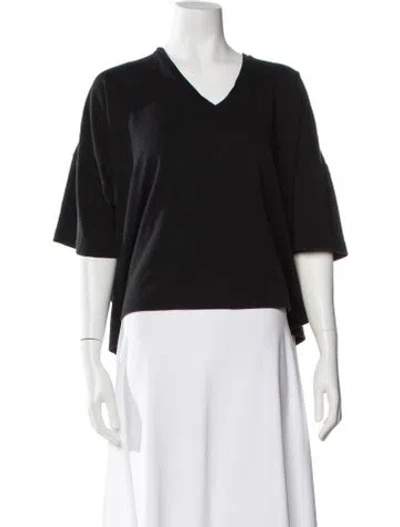 Pre-owned Eskandar V-neck Short Sleeve Top In Black