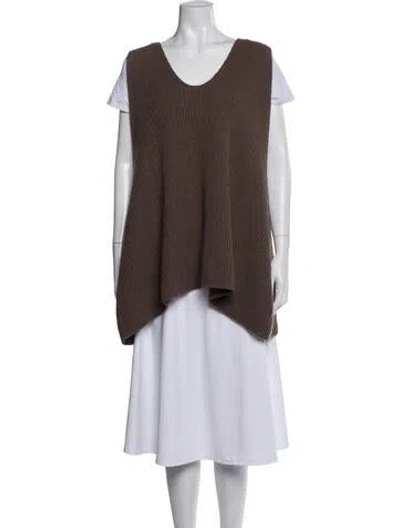 Pre-owned Eskandar V-neck Sleeveless Top In Brown