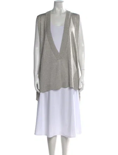 Pre-owned Eskandar V-neck Sleeveless Top In Gray
