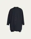 Eskandar Wide A-line Collarless Classic Shirt (long Plus) In Black