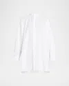 Eskandar Wide A-line Collarless Classic Shirt (long Plus) In White
