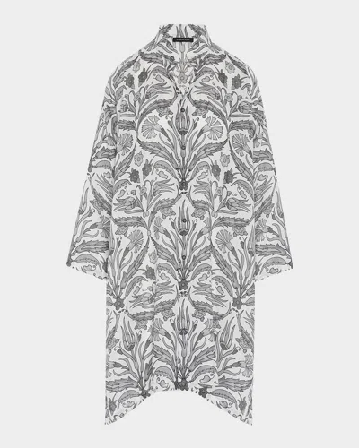 ESKANDAR WIDE A-LINE COLLARLESS SHIRT WITH SLITS (VERY LONG)