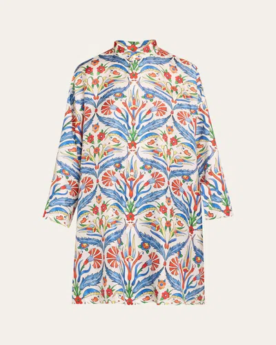 ESKANDAR WIDE A-LINE COLLARLESS SHIRT WITH SLITS (VERY LONG LENGTH)