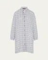 Eskandar Wide A-line Collarless Shirt With Slits (very Long Length) In Grey