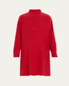 Eskandar Wide A-line Collarless Shirt With Slits (very Long Length) In Rubydark