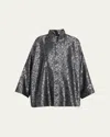 Eskandar Wide A-line Jacket With Chinese Collar (long Length) In Gray