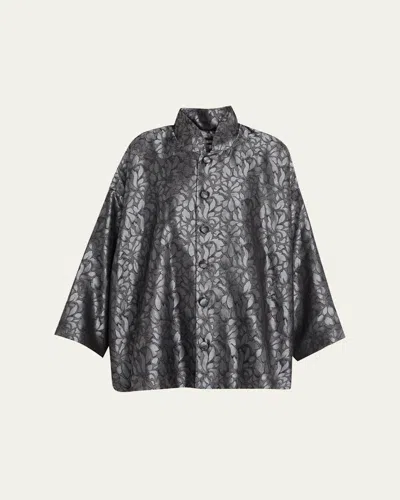 Eskandar Wide A-line Jacket With Chinese Collar (long Length) In Gray