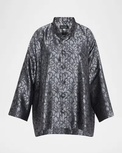 ESKANDAR WIDE A-LINE JACKET WITH CHINESE COLLAR (LONG LENGTH)