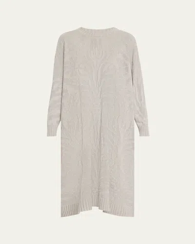 Eskandar Wide A-line Round Neck Dress In Greybeige