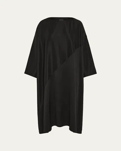 Eskandar Wide A-line Scoop-neck Midi Dress In Black