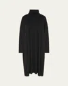 Eskandar Wide A-line Scrunch-neck Dress In Black