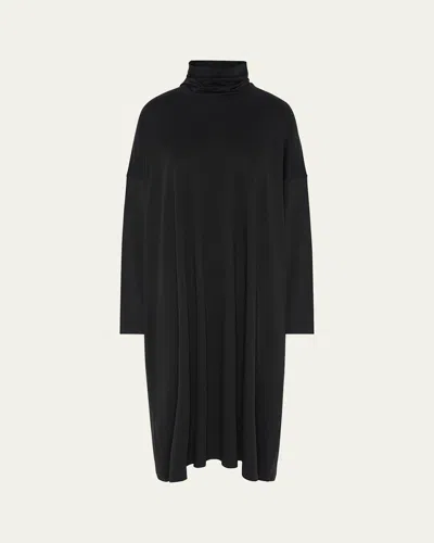 Eskandar Wide A-line Scrunch-neck Dress In Black