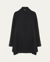 Eskandar Wide A-line Shawl-collar Cardigan (long Plus Length) In Coal